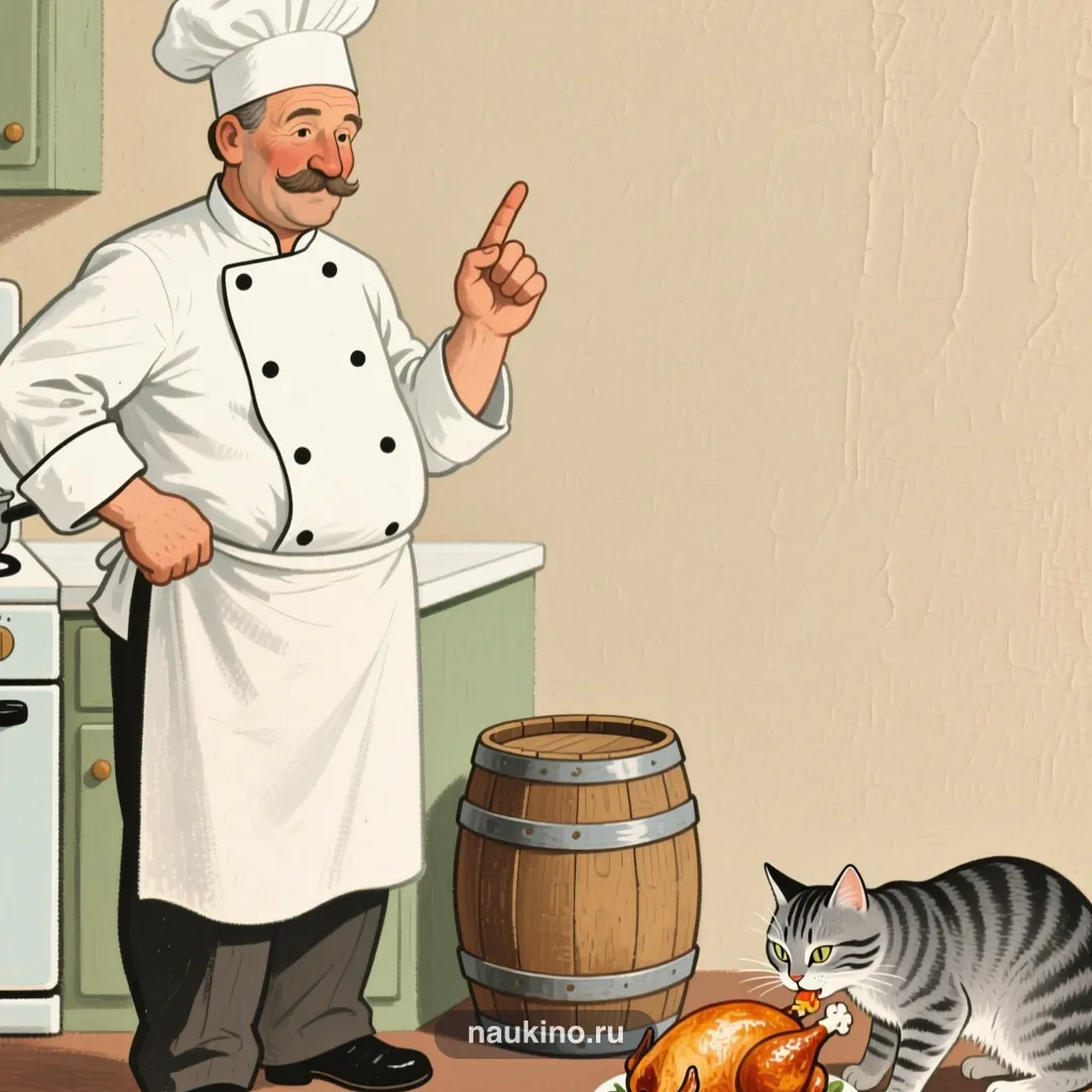 Рисунок к басне «Кот и Повар»