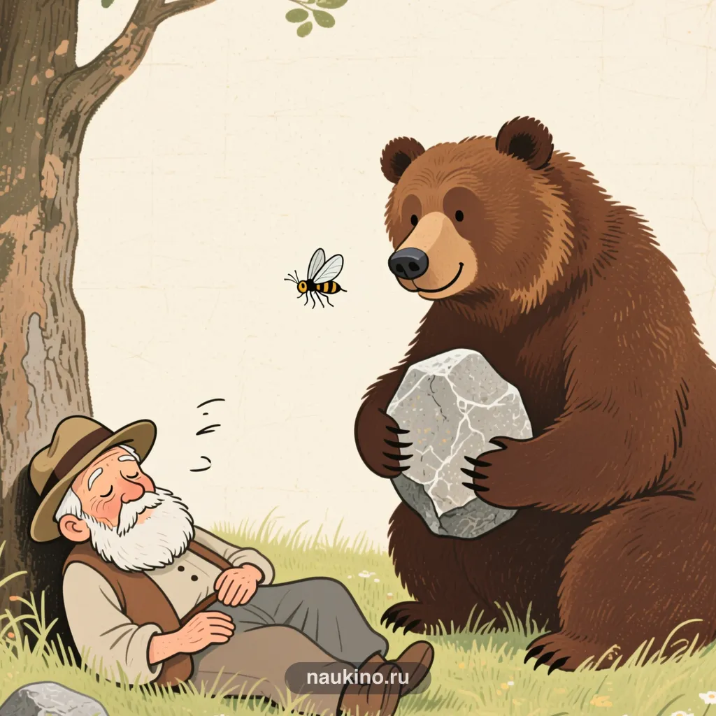 Рисунок к басне «Пустынник и медведь»