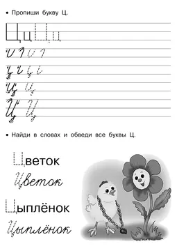 Прописи букв: письменный алфавит от А до Я, буква «Ц» — лист 23