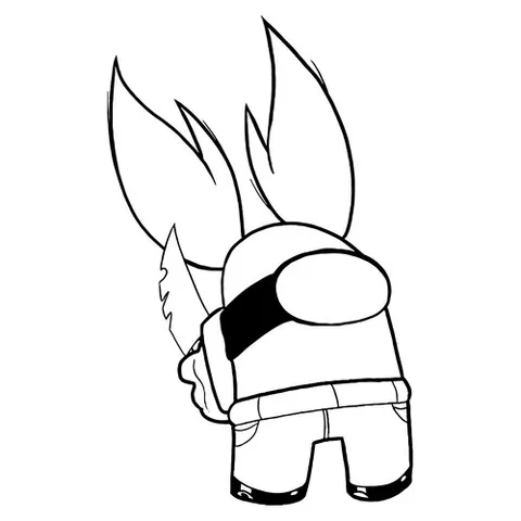 Раскраска «Амонг Ас предатель с ножом»