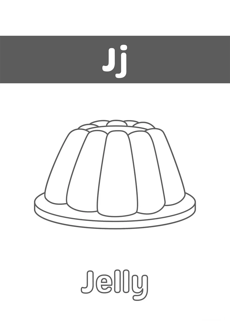 Раскраска «Буква J» — чёрно-белый контурный рисунок для печати