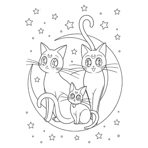 Раскраска «Коты из Сейлор Мун»