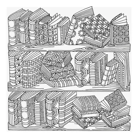 Раскраска «Антистресс Книжные полки»