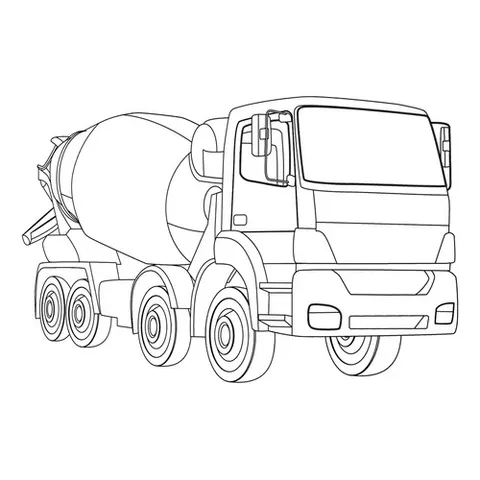 Раскраска «Мощный автобетоносмеситель»