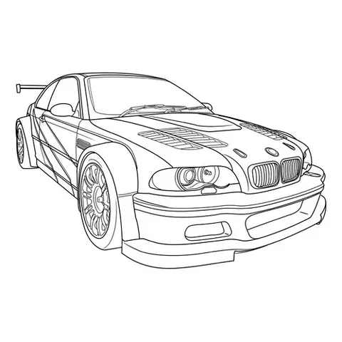 Раскраска «Спорткар БМВ M3 GTR»