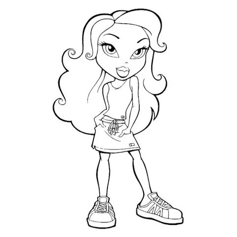 Раскраска «Bratz в юбке и кедах»