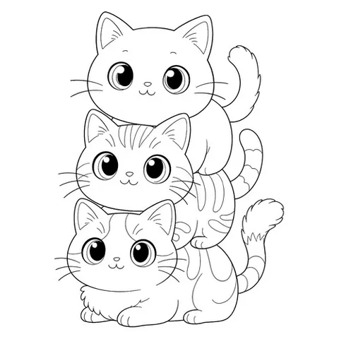 Раскраска «Башня из котят»