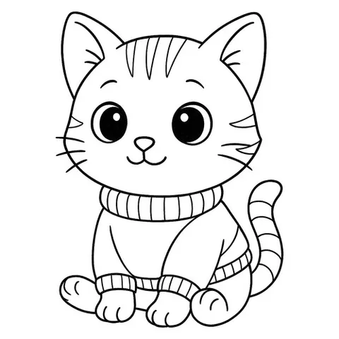 Раскраска «Котенок в кофточке»
