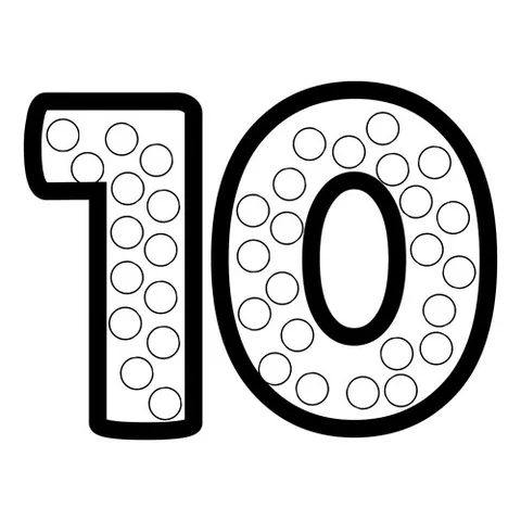 Раскраска «Число 10 с точками»