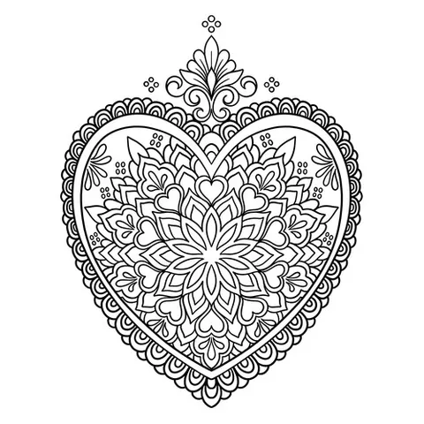 Раскраска «Мандала с сердечками»