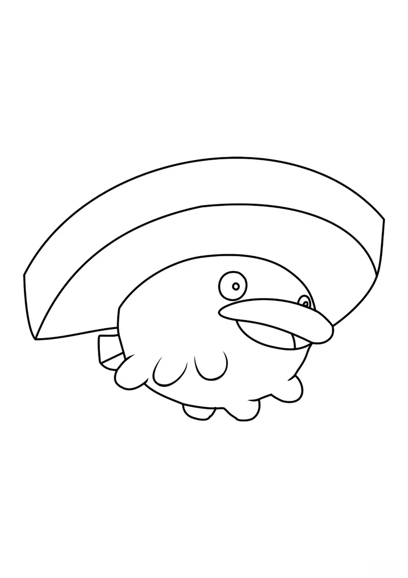 Раскраска «Покемон Лотад #0270» — чёрно-белый контурный рисунок для печати