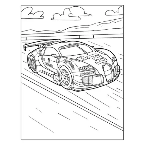 Раскраска «Гоночый Бугатти Veyron GTR»