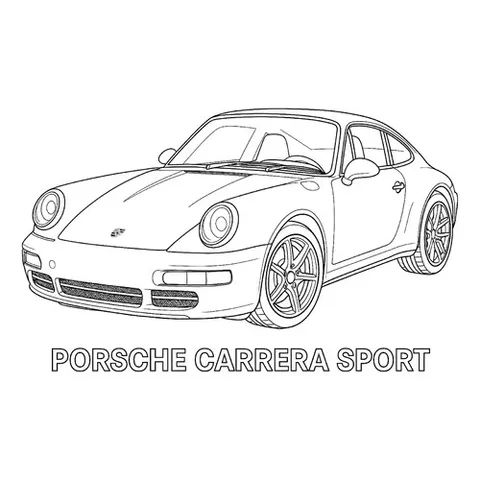 Раскраска «Порше 911 Каррера Спорт 1988»