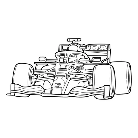 Раскраска «Простой гоночный болид Red Bull»