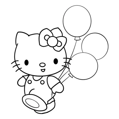 Раскраска «Hello Kitty и воздушные шары»
