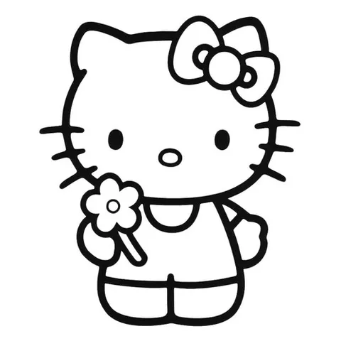 Раскраска «Kitty с цветочком»