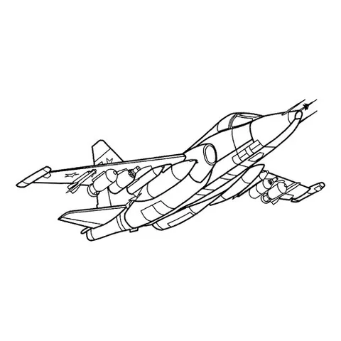Раскраска «Истребитель СУ-25»