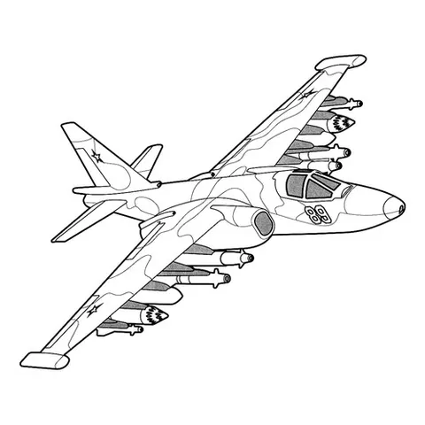 Раскраска «Российский истребитель Су-25 Грач»