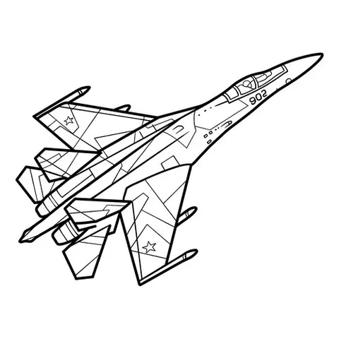 Раскраска «Российский военный самолёт СУ-35»