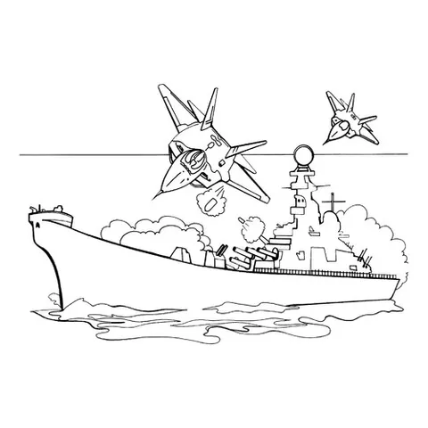 Раскраска «Сражение в море»
