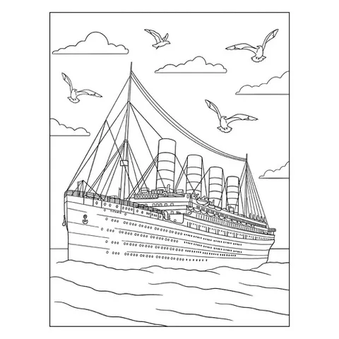 Раскраска «Титаник в море»