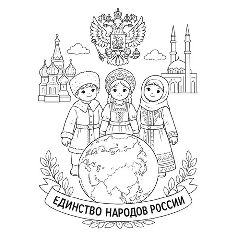 Раскраска «Единство народов России»