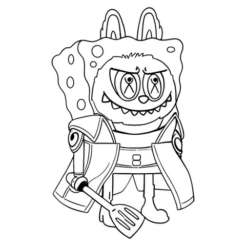 Раскраска «Лабубу Спанч Боб»