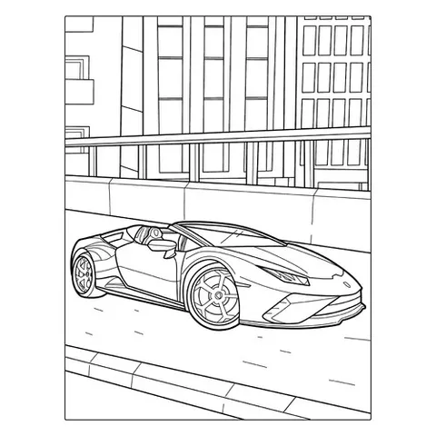 Раскраска «Ламборгини Aventador в городе»
