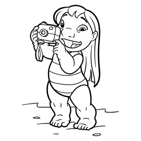 Раскраска «Лило с фотоаппаратом»