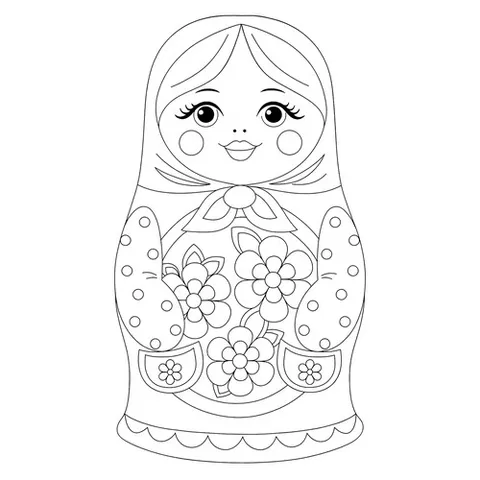 Раскраска «Матрёшка с цветочками»