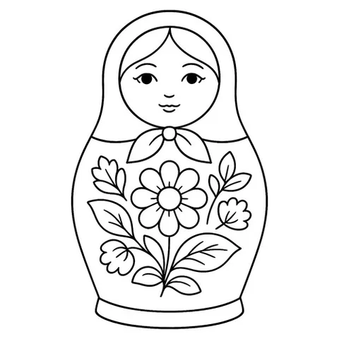 Раскраска «Матрёшка с ромашкой»