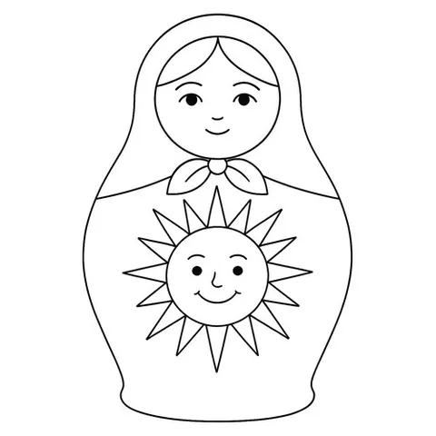 Раскраска «Матрёшка с солнышком»