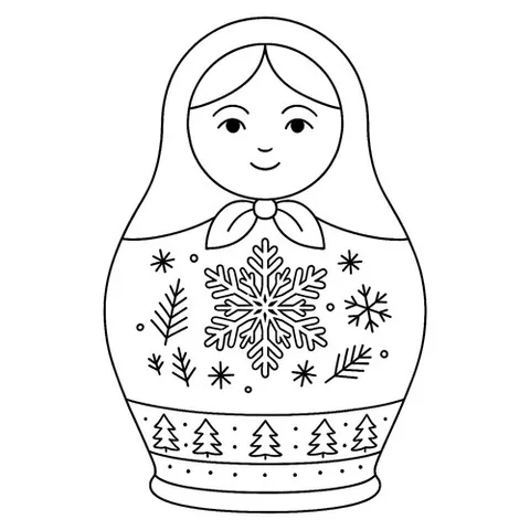 Раскраска «Матрёшка с зимними узорами»