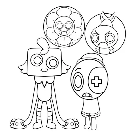Раскраска «Губ, Астро, Денди и Шримпо»