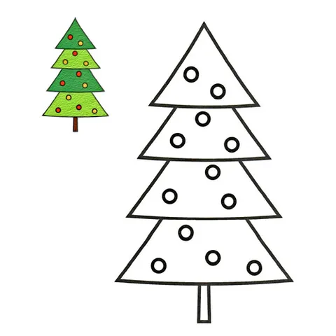 Раскраска «Зимняя ёлка с цветным образцом»
