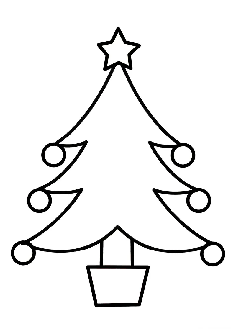 Раскраска «Ёлочка для самых маленьких» — чёрно-белый контурный рисунок для печати