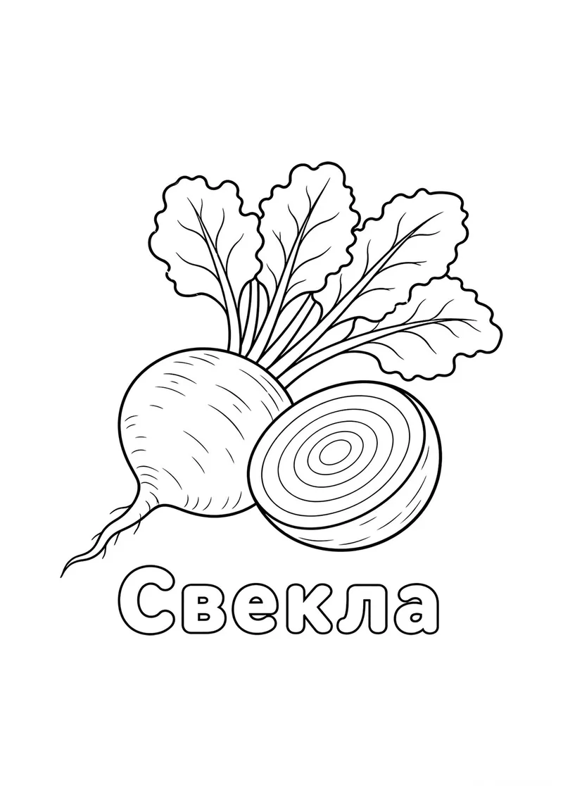 Раскраска «Свекла» — чёрно-белый контурный рисунок для печати