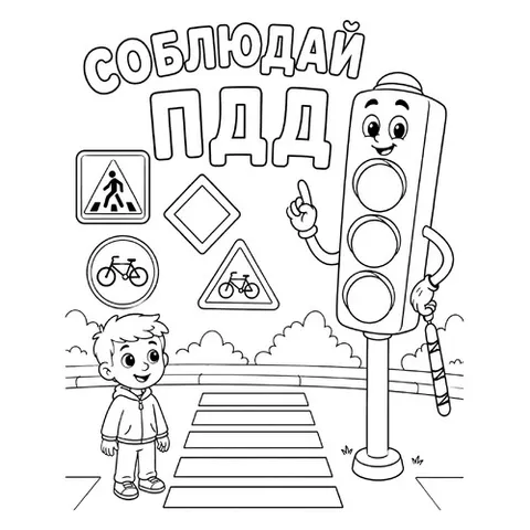 Раскраска «Светофор соблюдай ПДД»