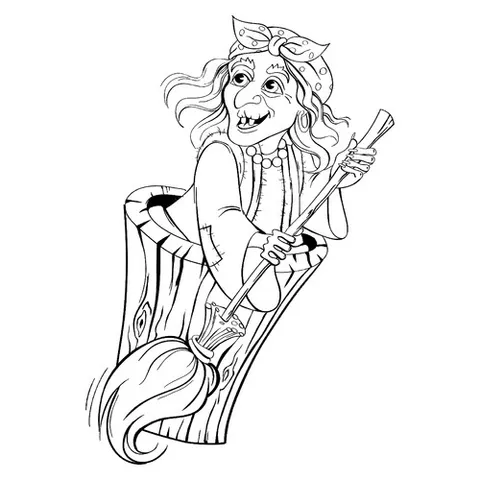 Раскраска «Баба-Яга в ступе»