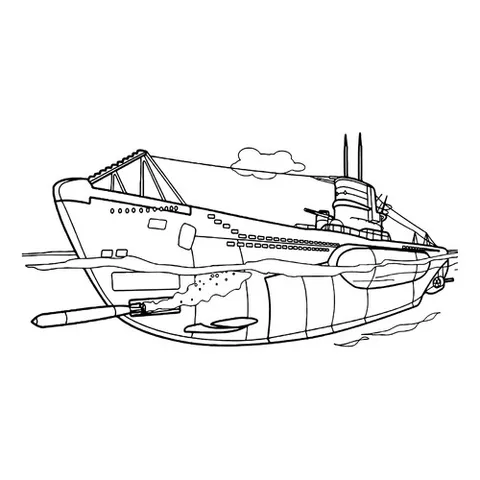 Раскраска «Немецкая подводная лодка U-99 времён Второй мировой войны»