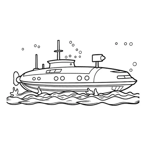 Раскраска «Подводная лодка на морском дне»