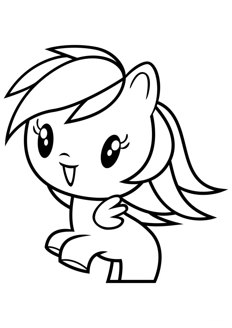 Раскраска «Поняшка Радуга Дэш» — чёрно-белый контурный рисунок для печати