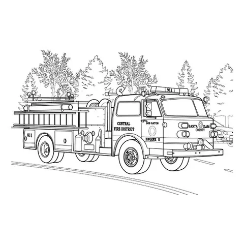 Раскраска «Американская пожарная машина»