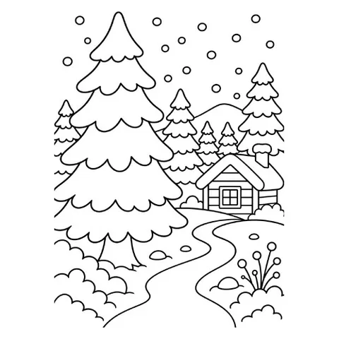 Раскраска «Зимний лес»