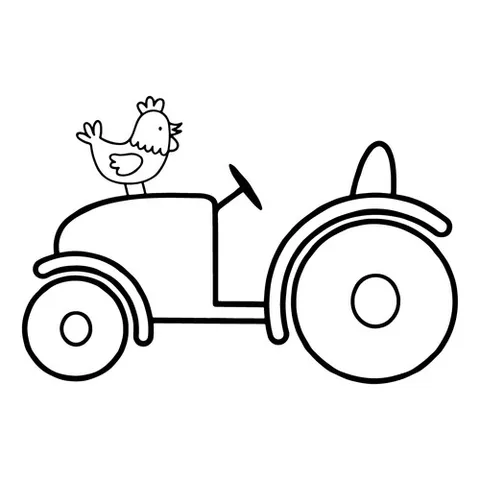 Раскраска «Курица на тракторе»