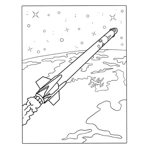 Раскраска «Ракета-носитель SpaceX Falcon»