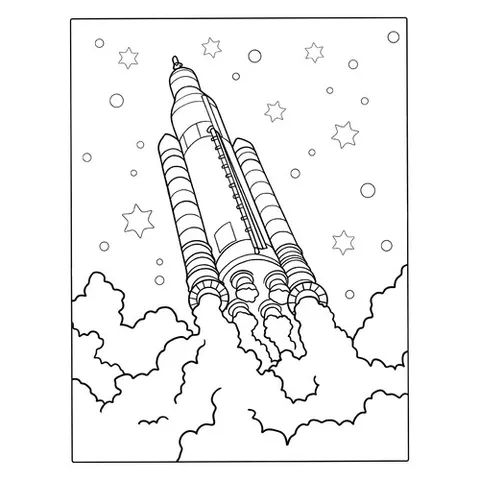 Раскраска «Space Launch System - американская сверхтяжёлая ракета»