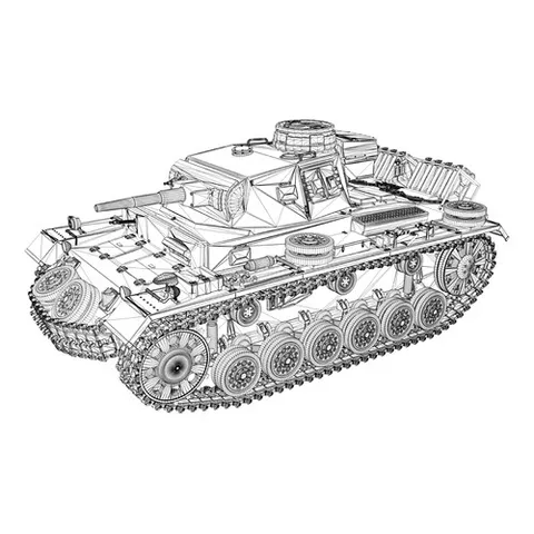 Раскраска «3d моедль средний танк Т-3 (Германия)»