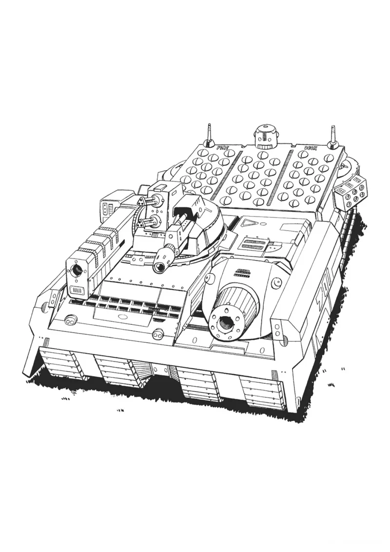 Раскраска «Боевая машина Марс» — чёрно-белый контурный рисунок для печати