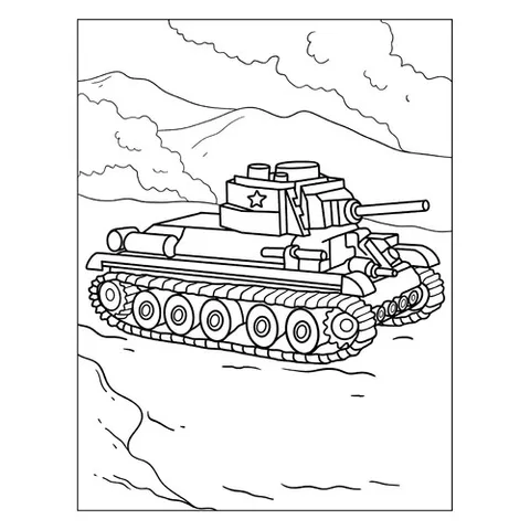 Раскраска «Советский танк T-34»